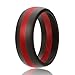 ROQ Silicone Rubber Wedding Ring for Men, Comfort Fit, Men's Wedding Band, Breathable Rubber Engagement Band, 8mm Wide 2mm Thick, Dome Style Middle Line, Solid Stripes, Single, Black & Red, Size 10