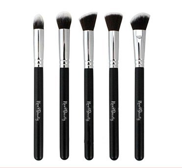 Eye Makeup Brushes Kit Set with FREE Cosmetic Leather Pouch – Mini Kabuki Concealer Stippling Flat, Angled Round, Concealer Tapered, Eye shadow Primer Round, Contouring Angled Flat