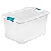 Sterilite 64 Qt Latching Storage Box, Stackable Bin with Latch Lid, Plastic Container to Organize Clothes in Closet, Clear with White Lid, 6-Pack