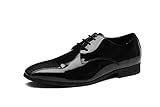OPP Men's Elegant Low-heel Pointed-toe Lace-up Leather Oxfords Dress Shoes with Flowers Painted Design