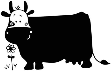 Black Cow Flowers Writing Blackboard Vinyl Wall Decal Home Sticker Paper Removable Living Dinning Room Bedroom Kitchen Art Picture Murals DIY Stick Girls Boys kids Nursery Baby Playroom Decoration