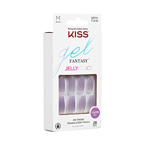 KISS Jelly Fantasy Fake Nails - Quince Jelly, Purple Sculpted, Medium Coffin Shaped Translucent, Ready To Wear, Professional Quality, Easy To Apply, Smudge Proof, Waterproof | 28 Count… - Image 9