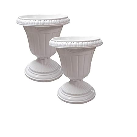 Antier Tulip Plastic Pot Garden Patio Planter (Pack of 2, White, Size 12