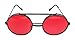 WebDeals - Round Flip Up Steampunk Flip-Up Metal Django Sunglasses (Black, Red)