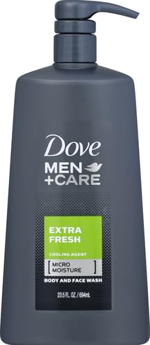 Dove Men+Care Body Wash with Pump for Men's Skin Care Extra Fresh Body Wash that Effectively Washes Away Bacteria While Nourishing Your Skin 23.5 oz
