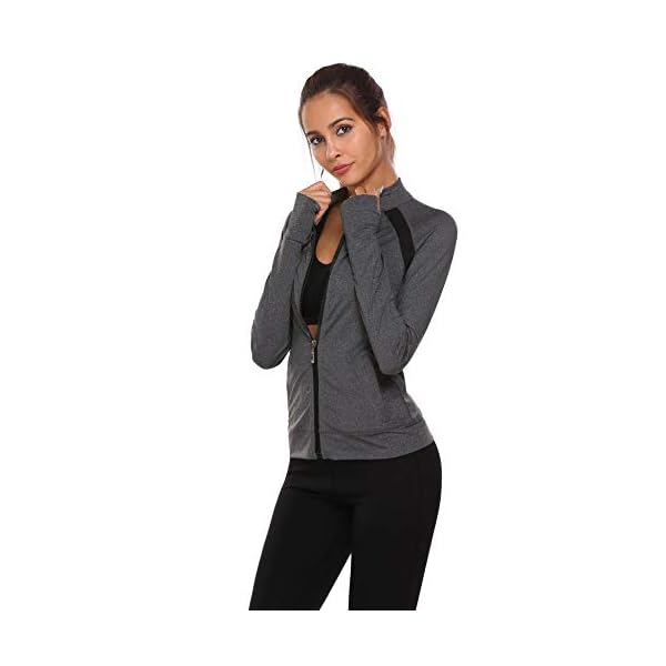 HOTLOOX Women’s Slim Fit Yoga Workout Jacket Full Zip Thumb Hole