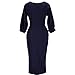 Omine Womens Lantern Sleeve Navy Blue Wear to Work With Belt Dress