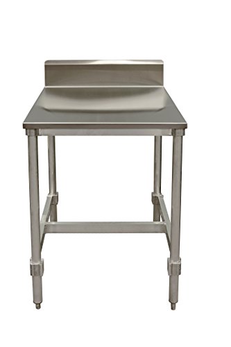 PVIFS AIFT303424-STBS Stainless Steel Top I-Frame Work Table with 6" Back Splash, 24" Length x 30" Width x 34" Height