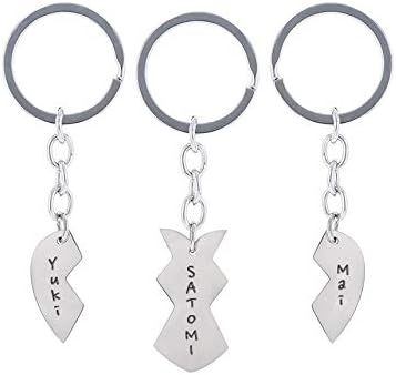 Amazon ネームプレートキーリング 3個セット ハート キーホルダー 316l ペアキーリング サージカルステンレス 刻印無料 刻印可能 用途別 家族 友情 夫婦 姉妹 兄弟 ペアアクセサリー 刻印 ネームキーホルダー お揃い 名入れ 特別なプレゼント Rory 小物 雑貨 キー