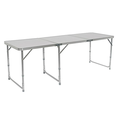 Lovinland Aluminum Folding Table, Portable Camping Table 6 Foot Lightweight Foldable Table Height Adjustable for Party Picnic Dining Outdoor Indoor Use