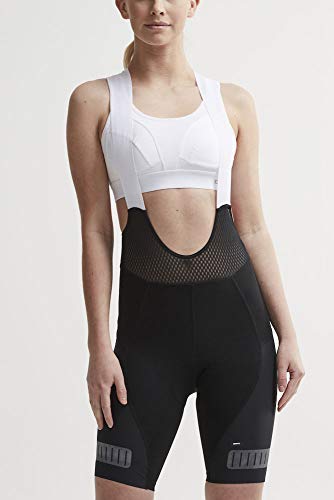 Craft Womens Hale Glow Biking and Cycling Reflective Bib Shorts with C1 Chamois Pad, Black, Medium - Thumbnail 3