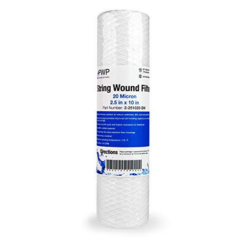 Sediment String Wound Water Filter Cartridge Standard 2.5x10 20 Micron 25 Pack