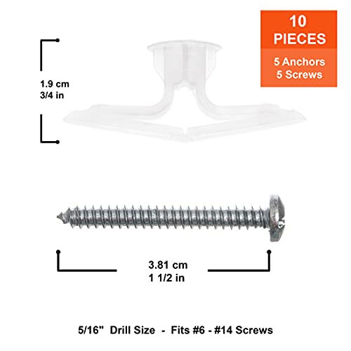 TOGGLER Toggle TB Residential Drywall Anchor with Screws, Polypropylene