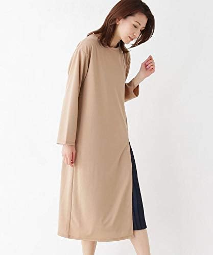 Amazon シューラルー ミドルワンピース M L 2点セット スリットプリーツセットワンピース レディース ベージュ 052 03 L ワンピース チュニック 通販