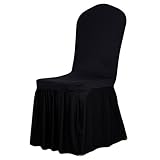 1 x Soulfeel Long Stretch Spandex Dining Chair Cover Protectors, Super Fit Banquet Chair Seat Slipcovers for Hotel and Wedding Ceremony, Removable & Washable (Black)