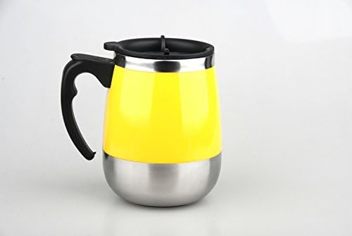 NO MORE "SELF STIRRING MUG" WORDINGS (US MARKET ONLY). NO NEED TO TELL THE WORLD THAT YOU ARE USING SELF-STIRRING MUG. DOUBLE LAYERED STAINLESS STEEL (Yellow Color, 450ml/15.2oz)