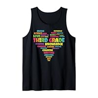 First Day Of School Third Grade Teacher World Cloud Heart Tank Top