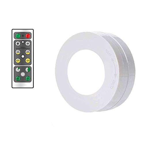 Jitejoe Wireless led Light with Remote Control|Closet Light|Battery Powered Lights|LED Under Counter Lighting|Stick On Lights|Night Lighting|Puck Light (Round White Light 1 Pack)