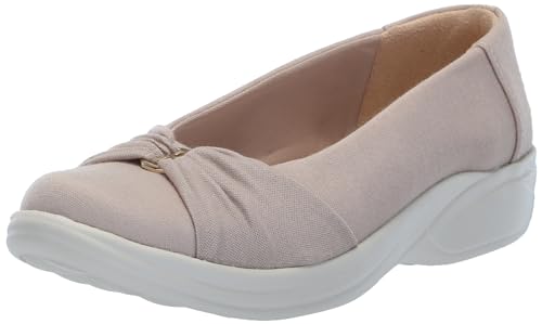 BZees Womens Paige Machine Washable Slip On Beige Fabric 9.5 W