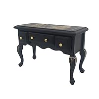 Hoolick 1/12 Miniature Furniture Model, Exquisite Tiny Wood Black Writing Desk Table - Home Décor Ornament, Dollhouse Accessory, Pretend Play, Scene Work