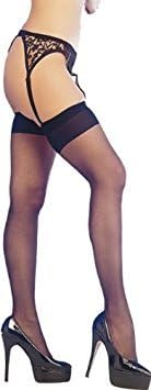 Guilty Pleasures Ladies Black Thigh High 15D Suspender Stockings