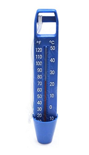 Northlight 9.5" White and Blue Large Pocket Swimming Pool and Spa Thermometer with Cord