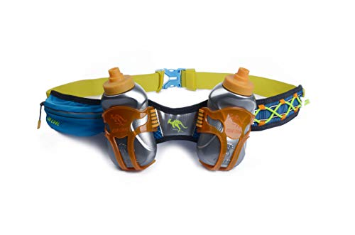247 Viz Hydration Belt - Fits iPhone 8, X and Similar Phones - with 2 BPA Free Water Bottles and Pouch System - Running Fuel Belt & Runners Reflective Gear for High Visibility (Blue)
