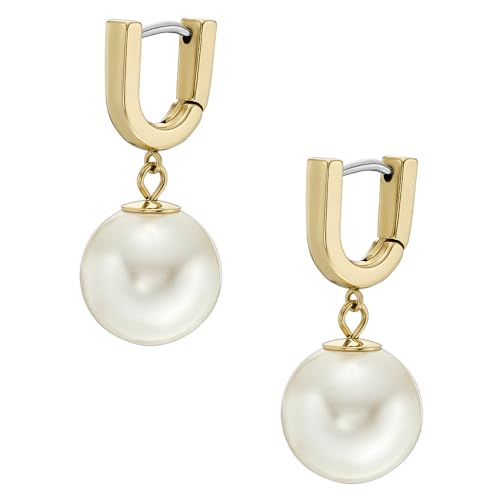 Fossil Women's gold stainless steel earrings with hoop closure