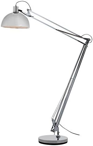 Giant Retro Modern Metallic Silver Adjustable Floor Lamp Complete With 6w Energy Saving Led Globe Light Bulb Amazon Co Uk Lighting