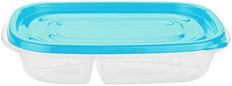 Lunch Box Prep Containers,Two Section Design,Food Storage Containers Airtight - Lunch Containers Portion Control Containers - Material-PP(Bluelarge)