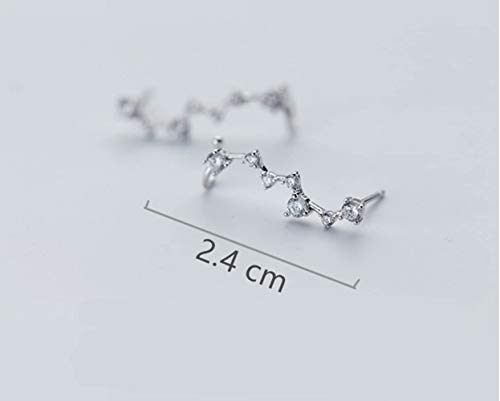 7 Crystals Ear Cuffs Hoop Climber S925 Sterling Silver Earrings Hypoallergenic Earring