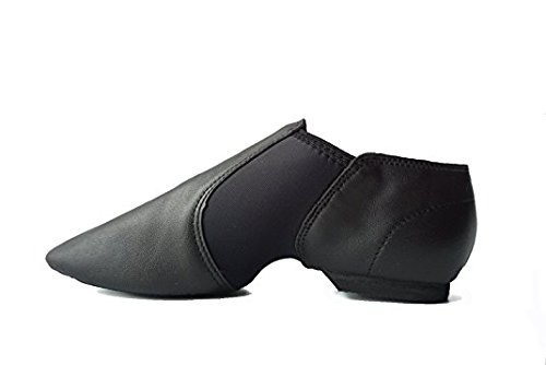 DANCE YOU DANCEYOU 1302 Neoprene Elastic Slip-On Leather Upper Jazz Shoes Black for Toddler/Little Kid/Women/Men 235mm