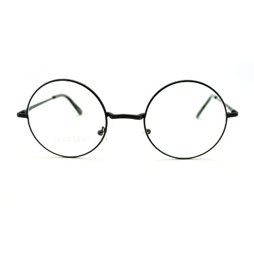 Black 70s Hippie John Lennon Circle Lens Imagine Groovy Wire Rim Fashion Glasses