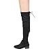 BONNIBEL GF68 Women's Lace Up Inside Zipper Low Heel Over Knee High Boots