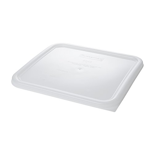 Rubbermaid Commercial Plastic Food Storage Container Lid, Square, White, 22 Quart, FG652300WHT