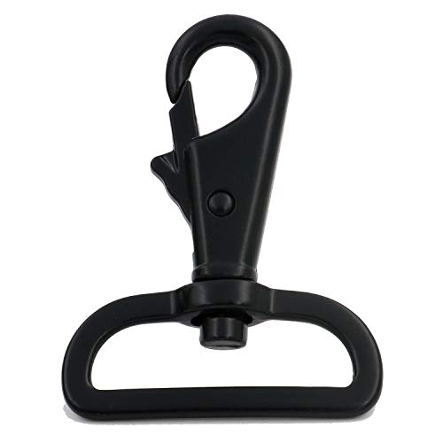 BIKICOCO 1-1/2\'\' Swivel Trigger Tilt & Bump Thumb Knob Bolt Snap Hook Lobster Claw Clasp Spring Loaded Clip, D-Ring Ended, Black - Pack of 4