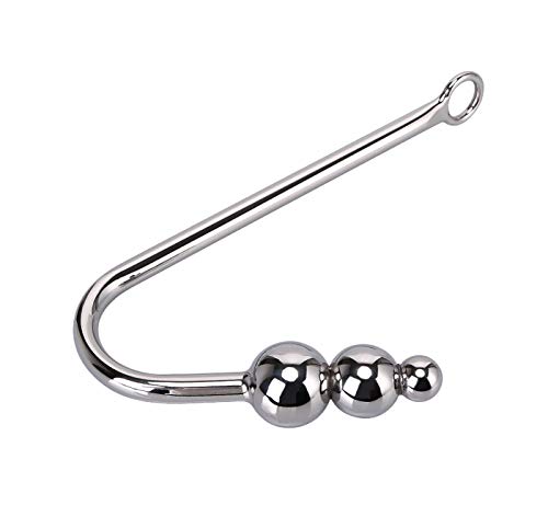 Beauty7 Premium Stainless Steel Anal Hook Bondage Hook with 1.2″ Triple Ball End for BDSM Rope Anus Butt Plug Hook Unisex Fetish Game Sex Toy