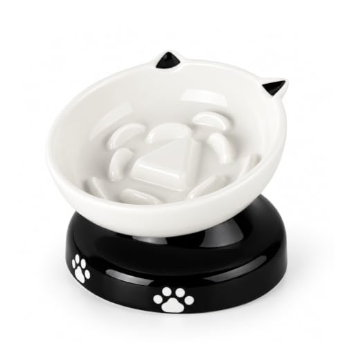Y YHY Ceramic Cat Slow Feeder Bowl