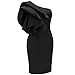 Bodycon4U Women's One Shoulder Ruffle Sleeve Ruched Bodycon Party Club Dress Black 2XL
