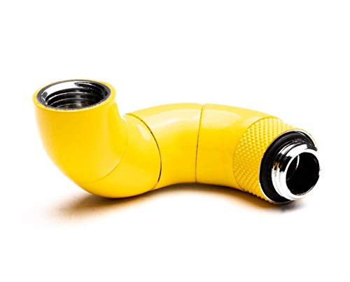 PrimoChill Male to Female G 1/4 180 Degree Triple Rotary Elbow Fitting - Yellow