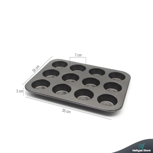 Forma para Cupcake e Muffin - Assadeira com 12 Cavidades Antiaderente, Kit com 12 Forminhas de Silicone, Ideal para Mini Bolo e Air Fryer