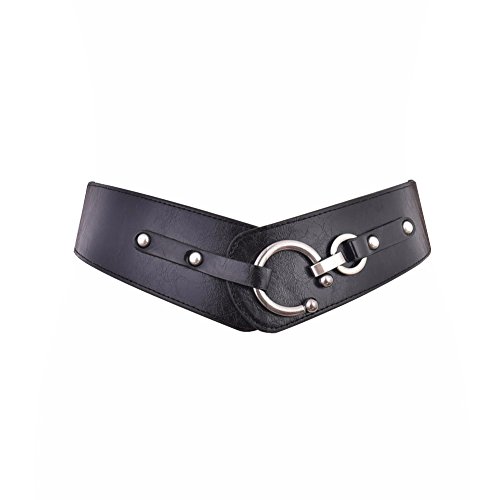 Talleffort Retro Women Wide Elastic Stretch Waist Belt Fashion cute women leather belts for women Black(Size L)