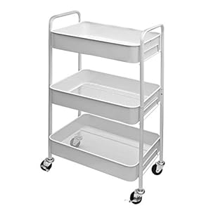 Amtido 3 Tier Storage Trolley on Wheels Organiser, Metal Utility Rolling Cart – Suitable for Kitchen, Bathroom, Bedroom…