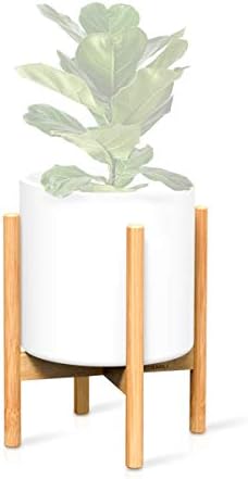 Ecbanli Bamboo Plant Stand, 10 Inch Mid Century Modern Plant Holder, Indoor Planter Stands Rustic Décor for House (Pot NOT Included)