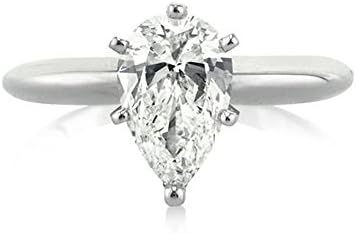 1.00 Ct Pear Cut Diamond Anniversary Rings 14K White Gold Solitaire Wedding Ring Size I J K L M N O P Q R S T