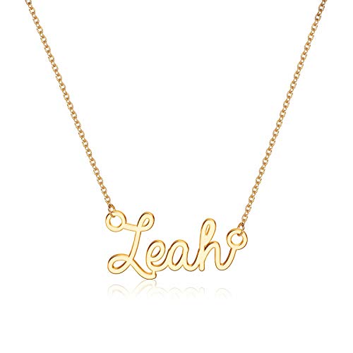 Turandoss Leah Necklace, 14K Gold Plated Name