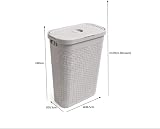 Addis Faux Rattan 40 Litre Slim Laundry Hamper with Lid Beige Calico view 5