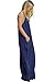 JOX JOZ Women's Boho Low V-neck Adjustable Shoulder Straps Maxi Dress (XL, Navy Blue)
