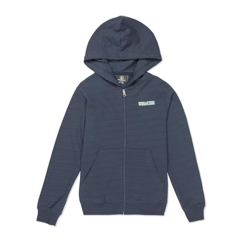 Volcom Boy's Vibeout Zip Fleece Hoodie Sweatshirt Navy Large