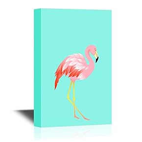 A Flamingo on Solid Teal Background